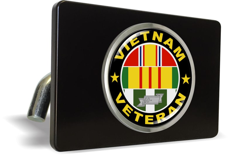 Vietnam Veteran 3 Service Ribbons - Tow Hitch Cover with Chrome Emblem